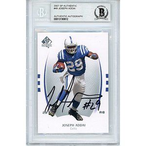 Joseph Addai Colts Signed 2007 SP Authentic Football Card Beckett BAS Autograph